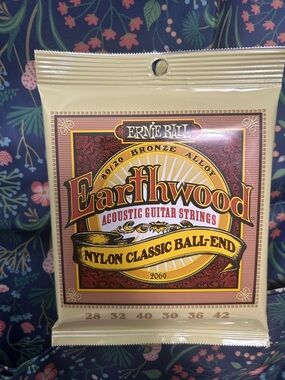 Ernie Ball Earthwood Folk Nylon Ball End acoustic guitar strings (Model 2069)